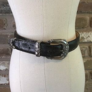 BRIGHTON Women’s Black Leather Croc Embossed Belt S